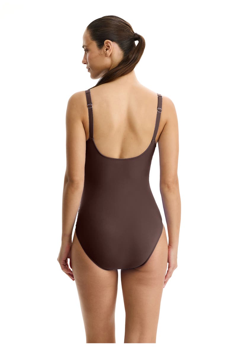 Tutti Frutti Shirred Peasant One Piece, Alternate, color, Espresso