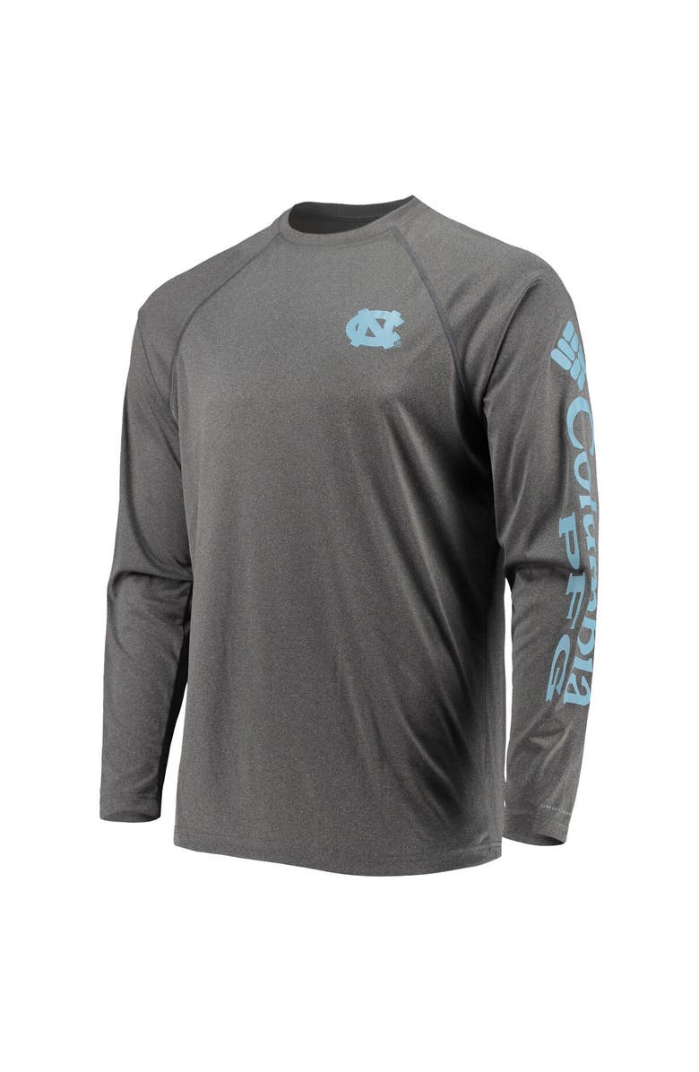 Columbia Men's Columbia Heather Charcoal North Carolina Tar Heels Terminal Tackle Omni-Shade Raglan Long Sleeve T-Shirt, Alternate, color, 
