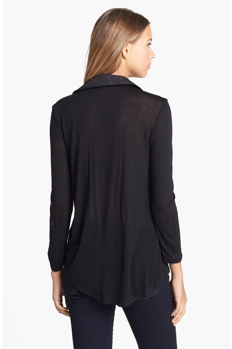 Mixed Media Top, Alternate, color, BLACK