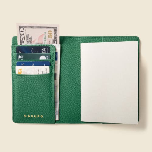 Casupo Leather Passport Wallet With Rfid Protection In Green