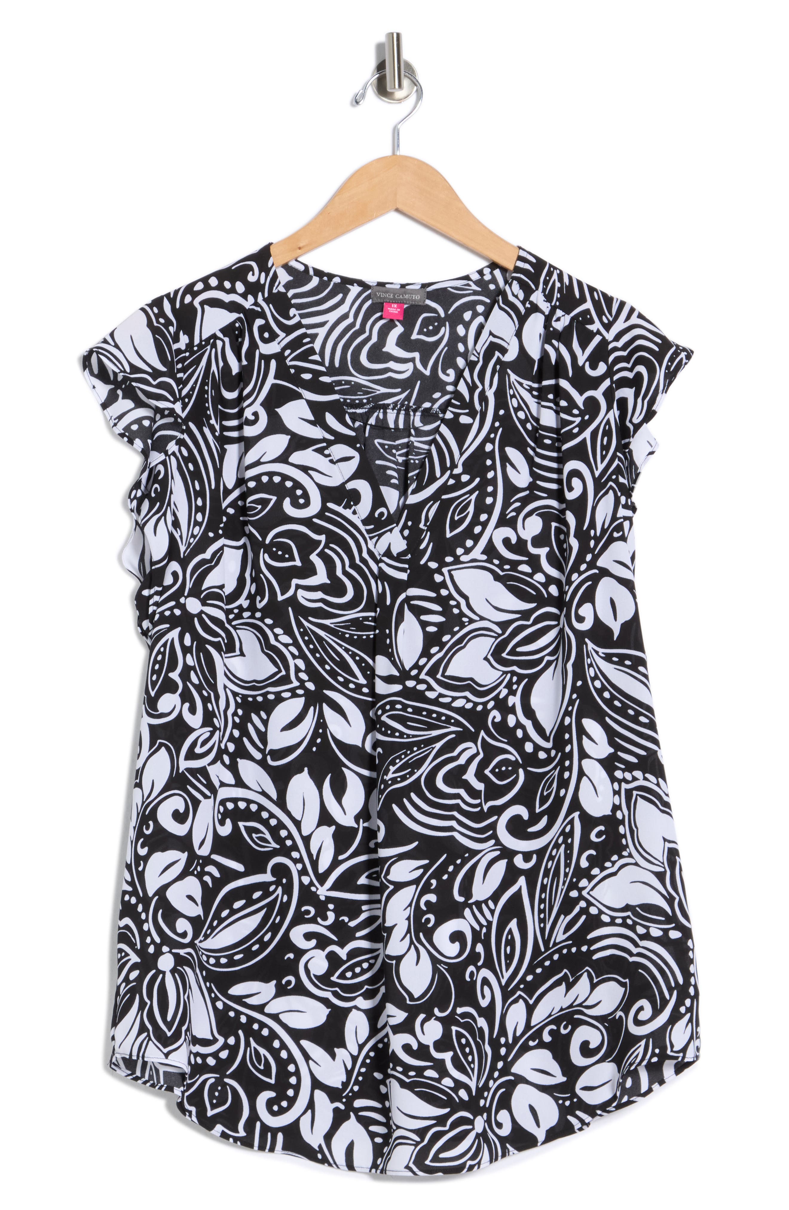 Vince Camuto V-Neck Ruffle Sleeve Top