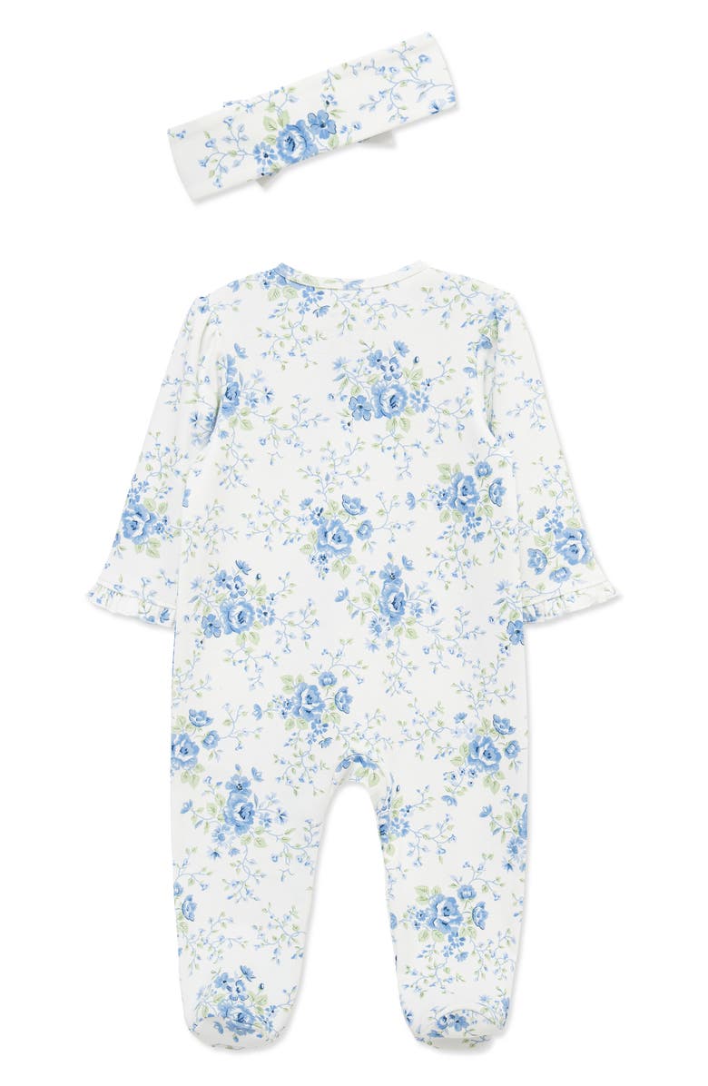 Little Me Blue Floral Footie & Headband Set, Alternate, color, Floral