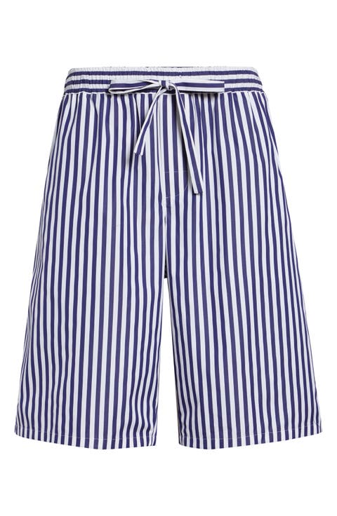 Stripe Cotton & Silk Poplin Bermuda Shorts