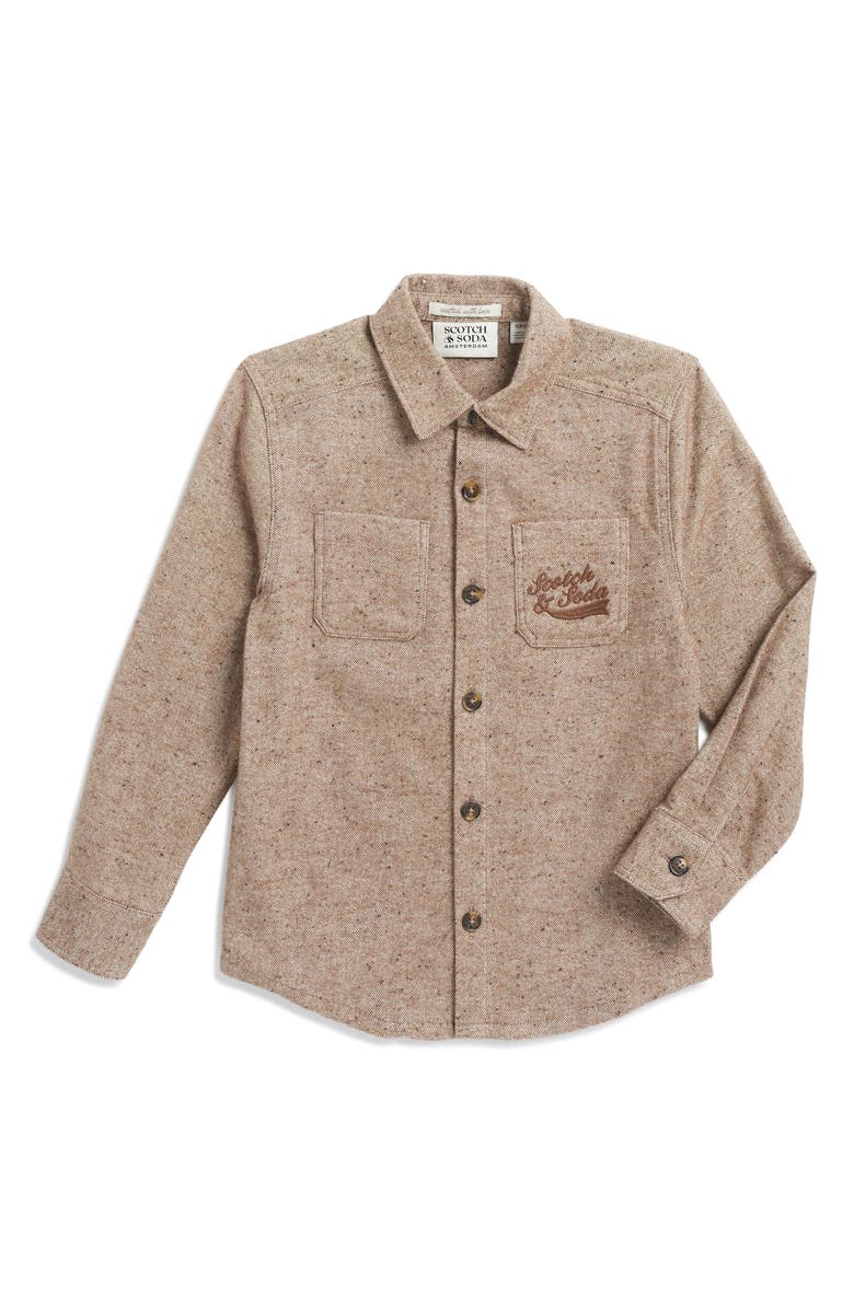 Scotch & Soda Kids' Long Sleeve Button-Up Shirt, Main, color, Brown