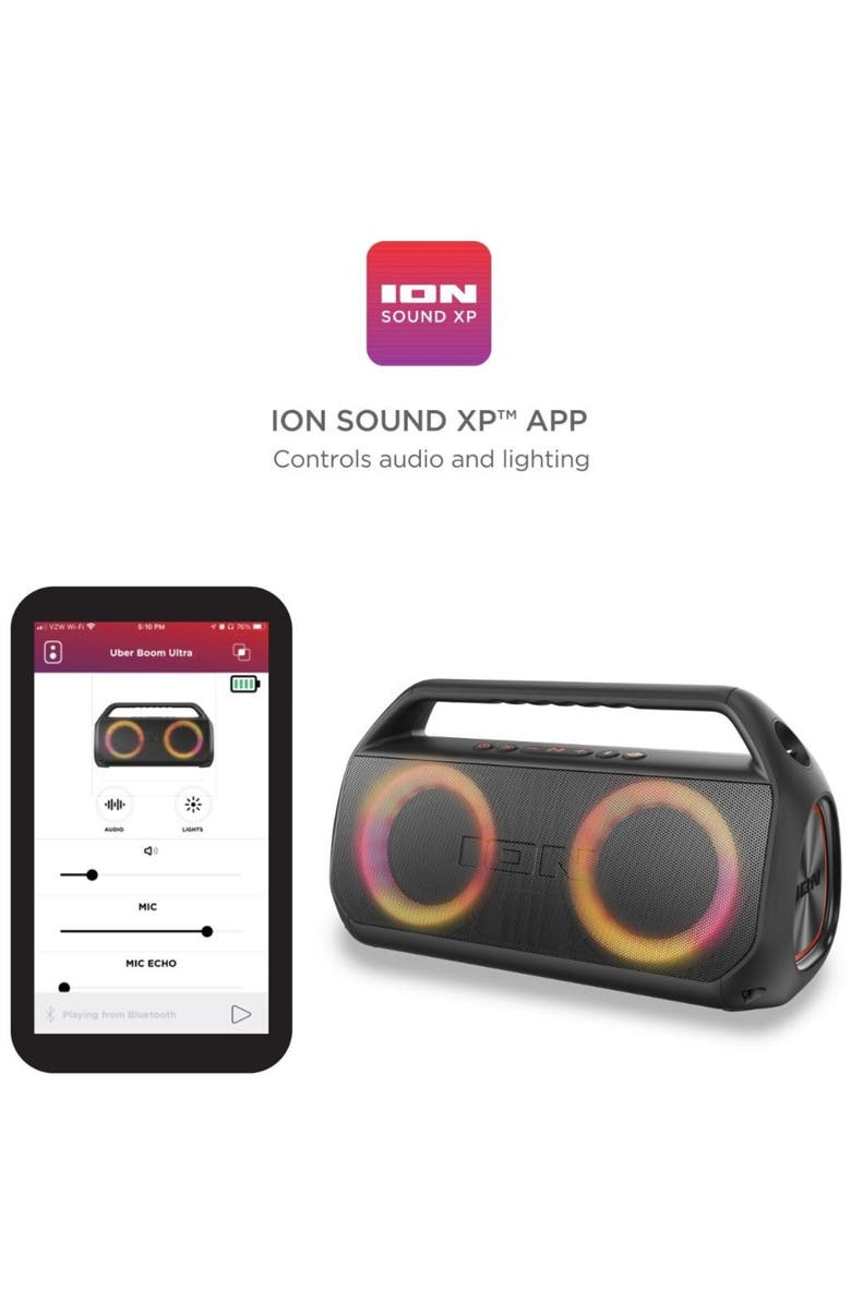 Ion Audio Uber Boom Ultra Portable Bluetooth Speaker, Alternate, color, Multicolor