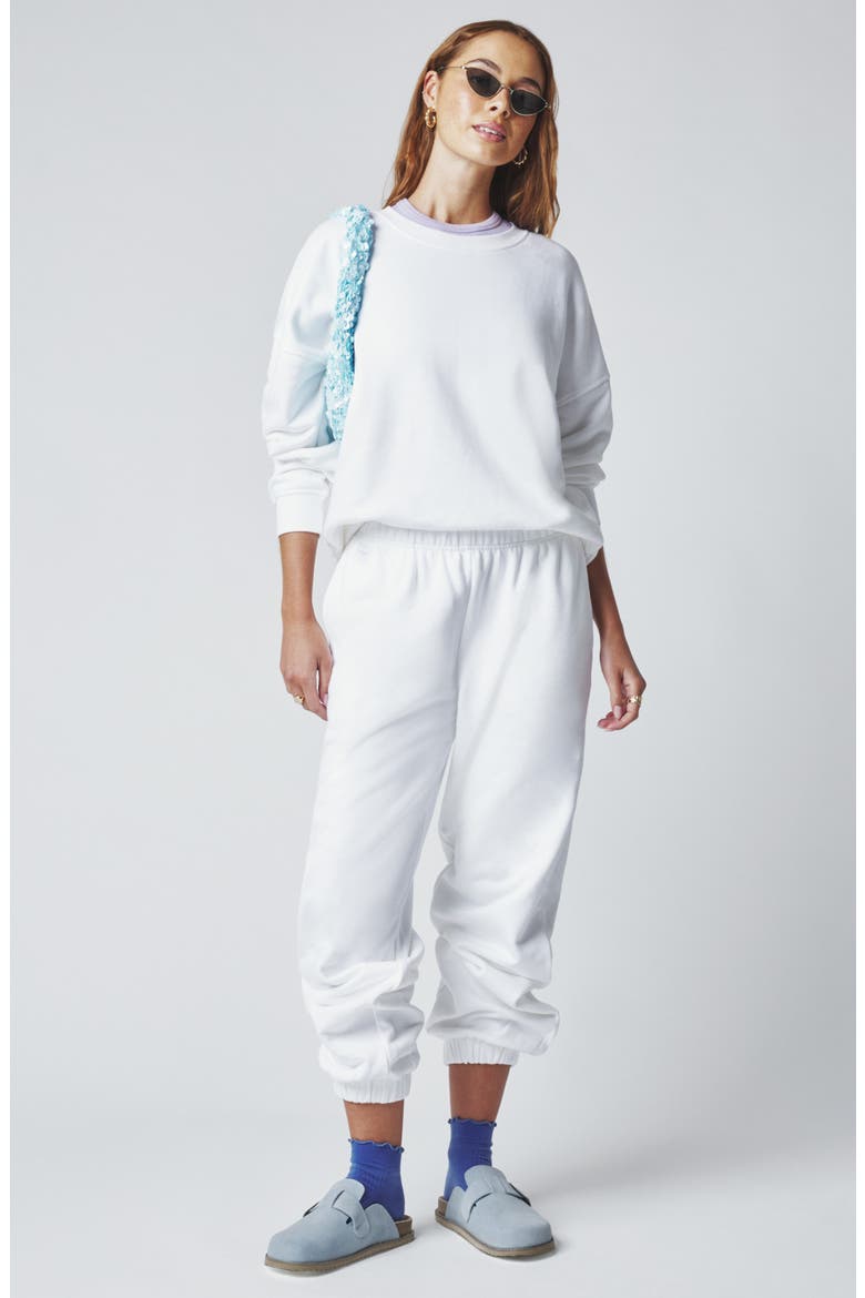 Cotton Blend Boyfriend Joggers, Alternate, color, BRIGHT WHITE