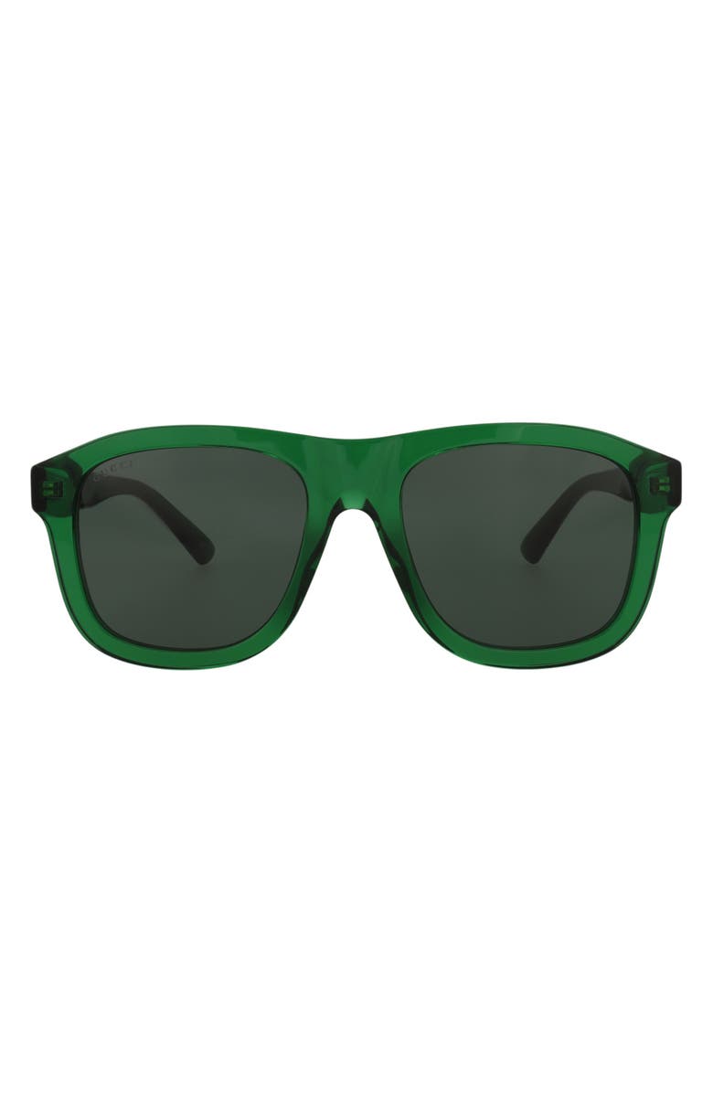 Gucci 54mm Square Sunglasses, Main, color, Green Green Green