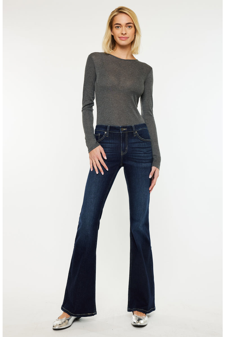 Samuel Mid Rise Flare Jeans, Alternate, color, Dark Wash