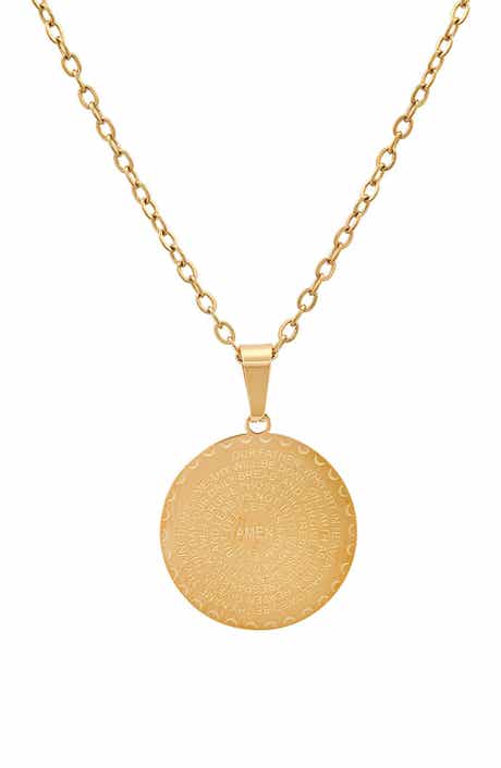 Lord's Prayer 18k Gold Plated Medallion Pendant Necklace