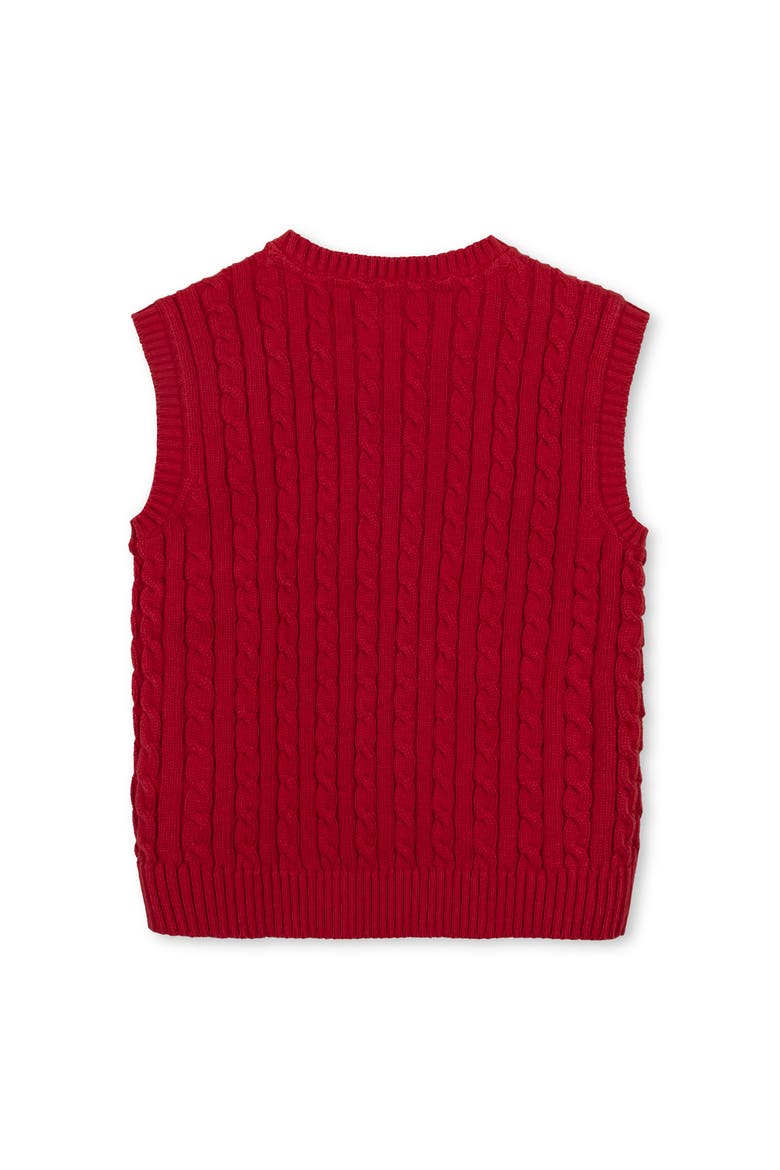 Kids' Organic V-Neck Cable Sweater Vest, Alternate, color, Red Cable