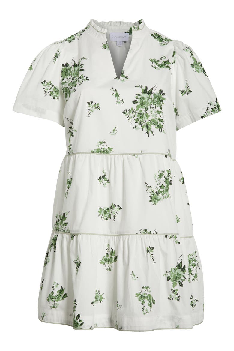 Ria Floral Candace Cotton Tiered Dress, Alternate, color, WHITE/ SAGE/ EMERALD