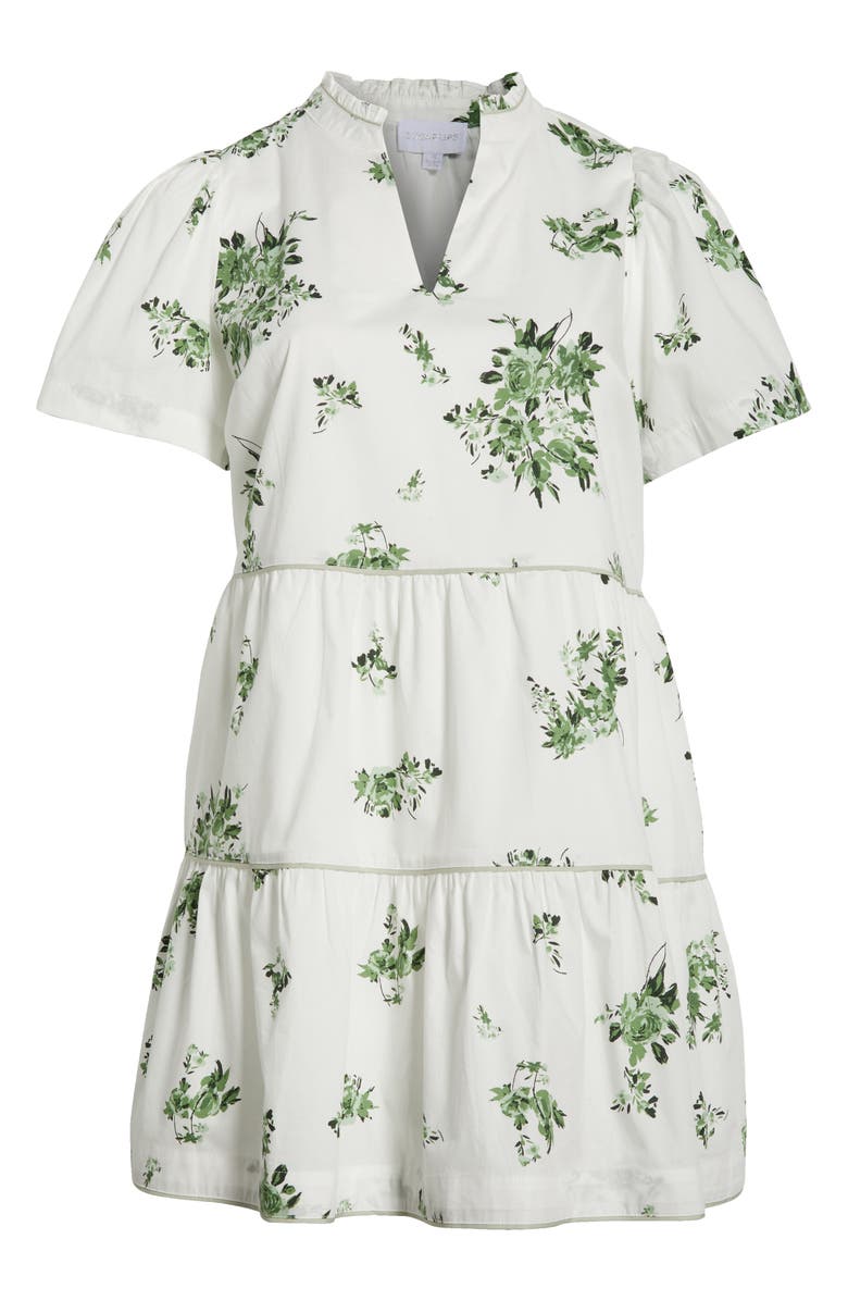 SUGARLIPS Ria Floral Candace Cotton Tiered Dress, Alternate, color, White/ Sage/ Emerald