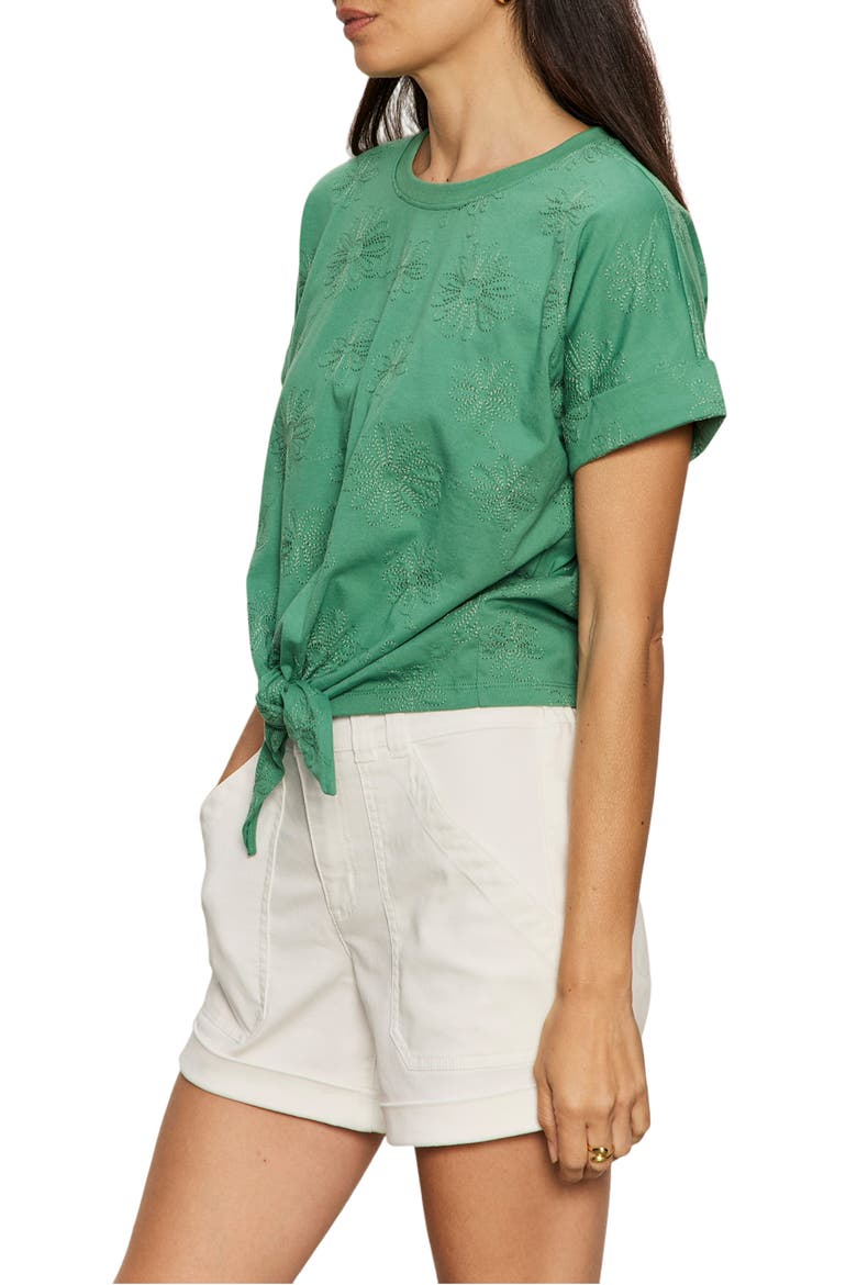 All Day Embroidered Tie Hem T-Shirt, Alternate, color, GREEN JUICE/ EMBROIDERY