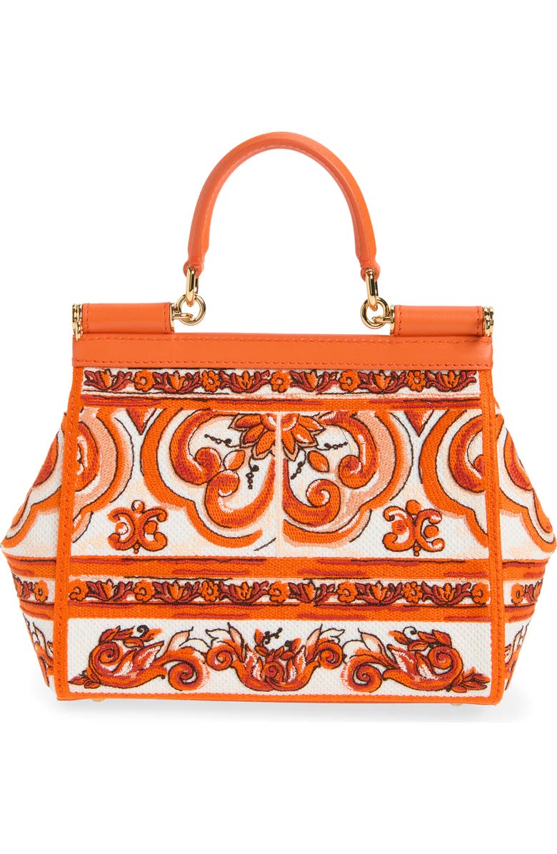 Dolce&Gabbana Small Sicily Majolica Embroidered Top Handle Bag, Alternate, color, 81166 Orange