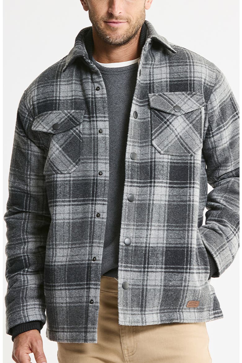 Shirt Jacket with Faux Fur Lining, Main, color, GREY BLACK PLAID