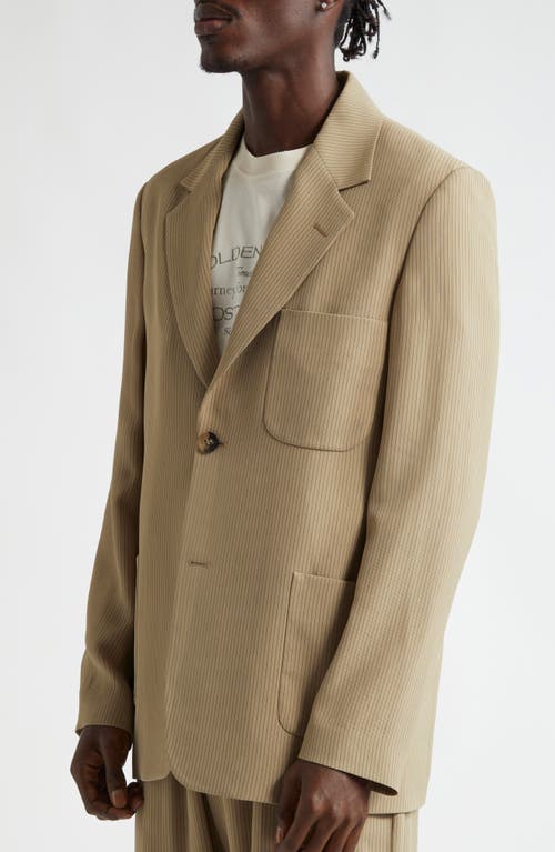 Golden Goose Journey Ms Decontructed Jacket Lowell Pinstripe Blend Viscose Fabric In Travertine