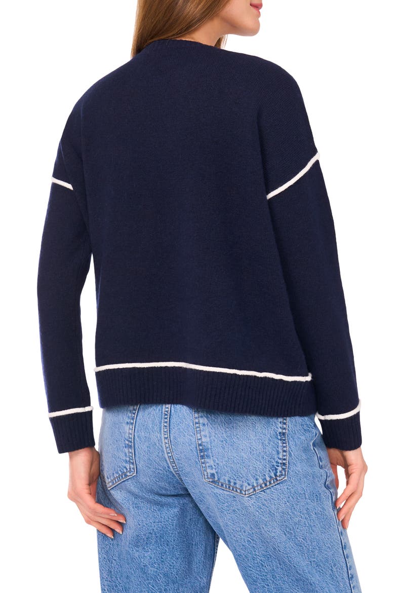 Contrast Trim Crewneck Sweater, Alternate, color, CLASSIC NAVY