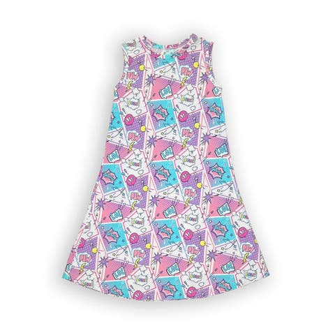 Kids' Comic Purple Sleeveless Dress
