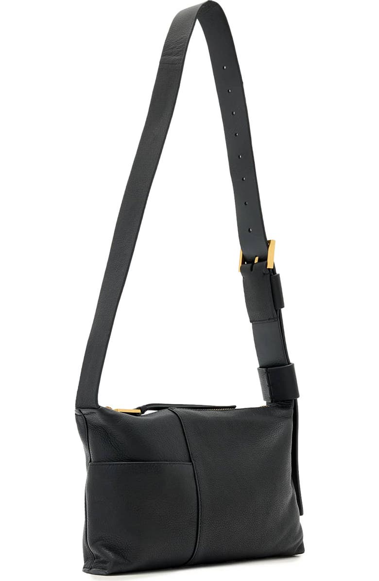 AllSaints Small Alba Zip Leather Crossbody Bag, Alternate, color, Black