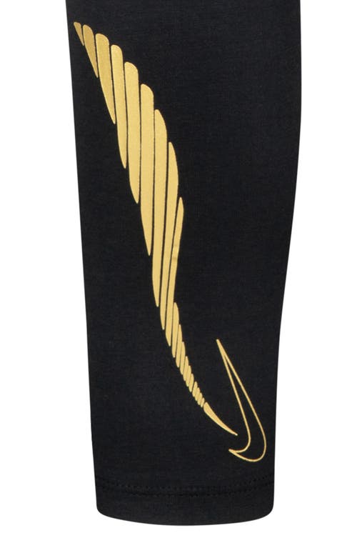 Nike Kids' Sportswear Shine Swoosh Leggings In Black