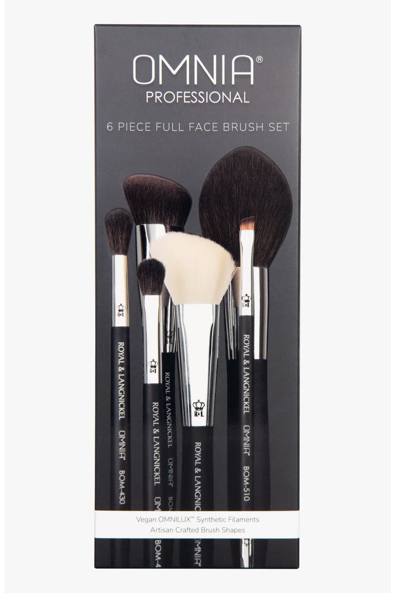 Full Face 6pc Makeup Brush Set, Alternate, color, Black