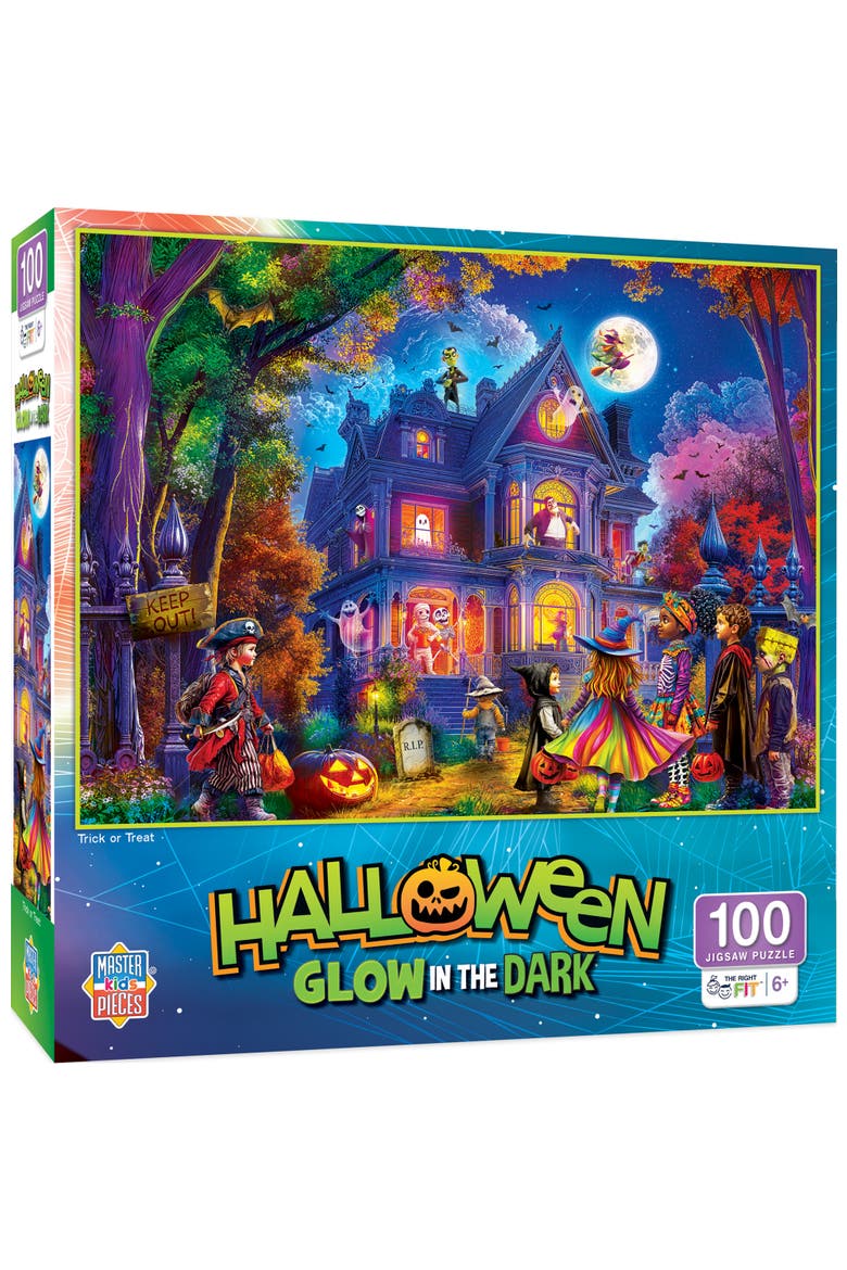 Trick or Treat 100 Piece Glow Puzzle, Main, color, Multicolor