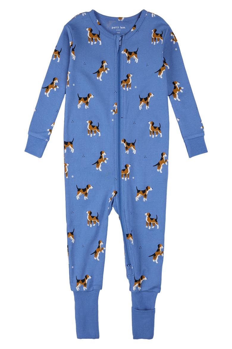 Fitted Convertible Organic Cotton One-Piece Pajamas, Main, color, BLUE