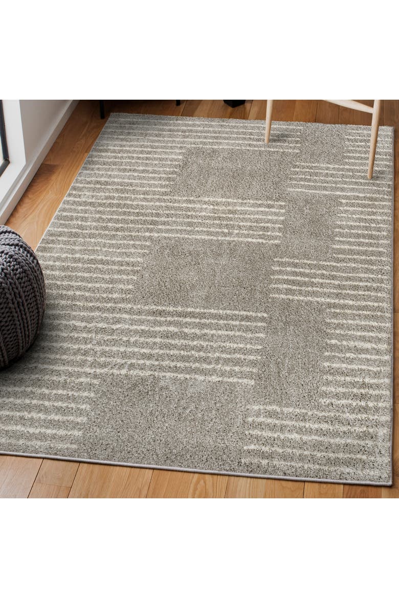 Petra Abstract Stripe Geometric Shag Area Rug, Alternate, color, Gray/Ivory