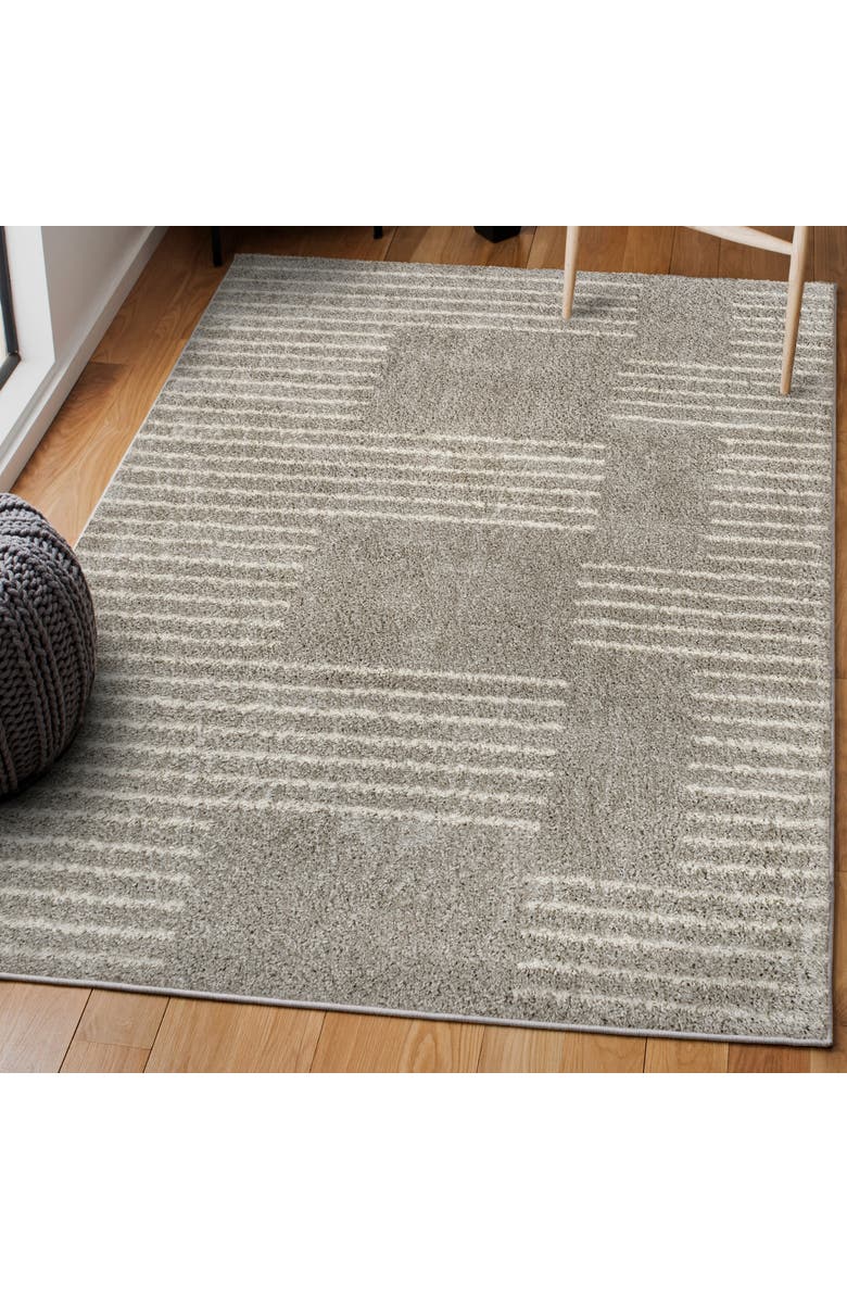 JONATHAN Y Petra Abstract Stripe Geometric Shag Area Rug, Alternate, color, Gray/Ivory