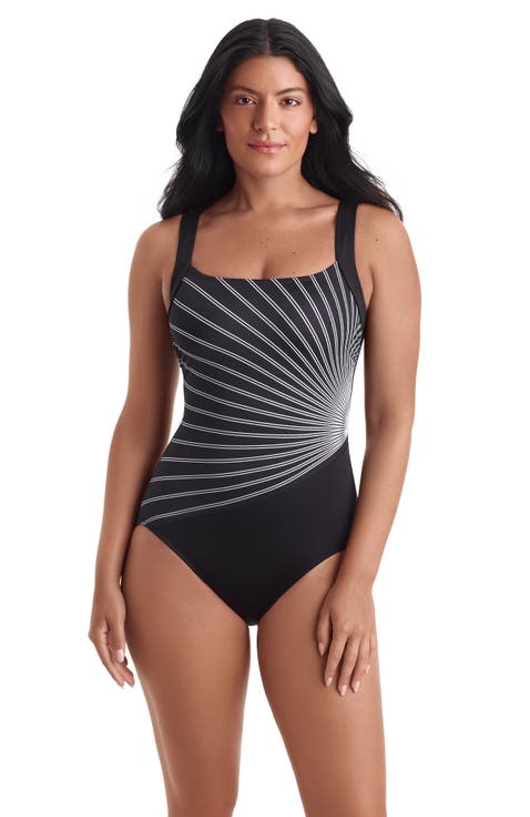 Squareneck Illusion Tank Chlorine Resistant One-Piece Swimsuit