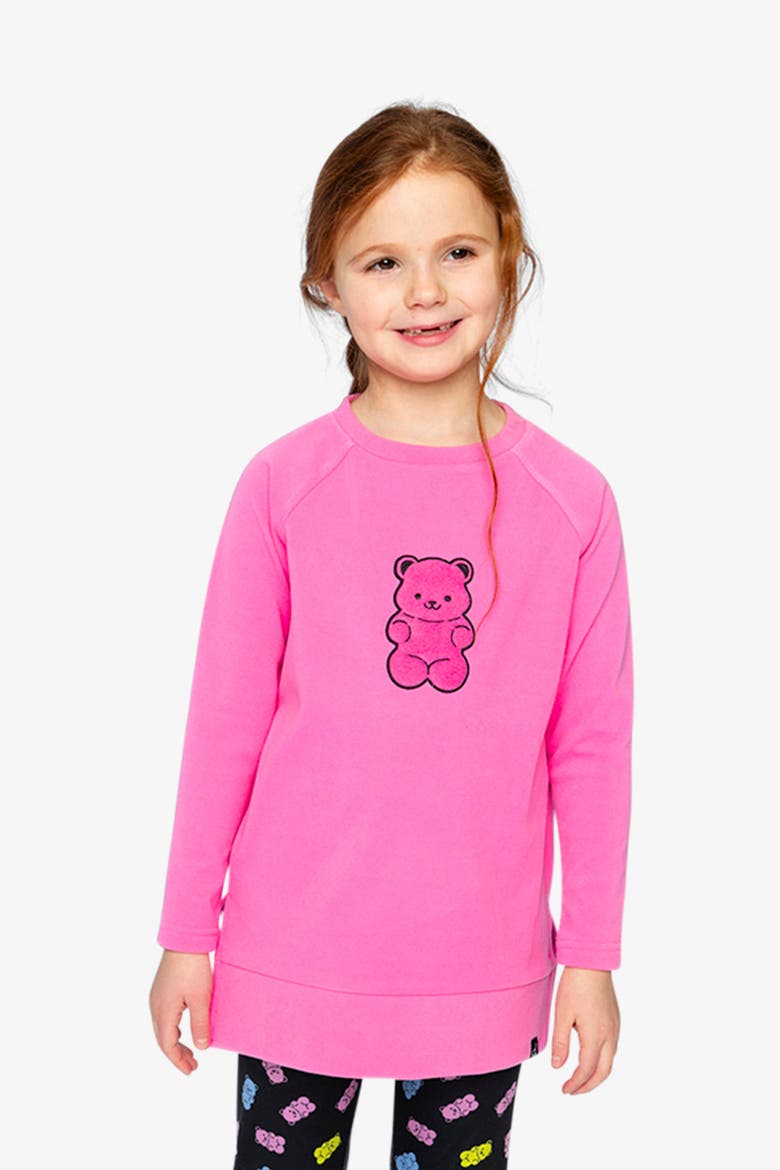 Gummy Bear Long Raglan Sleeves Relaxed Brushed Tunic Top, Alternate, color, Pink
