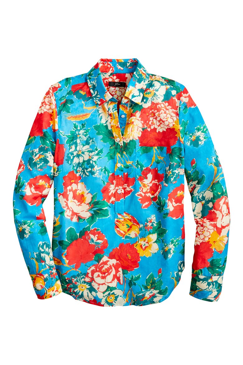 Classic Ratti® Bahama Floral Print Popover Shirt, Alternate, color, TEAL MULTI