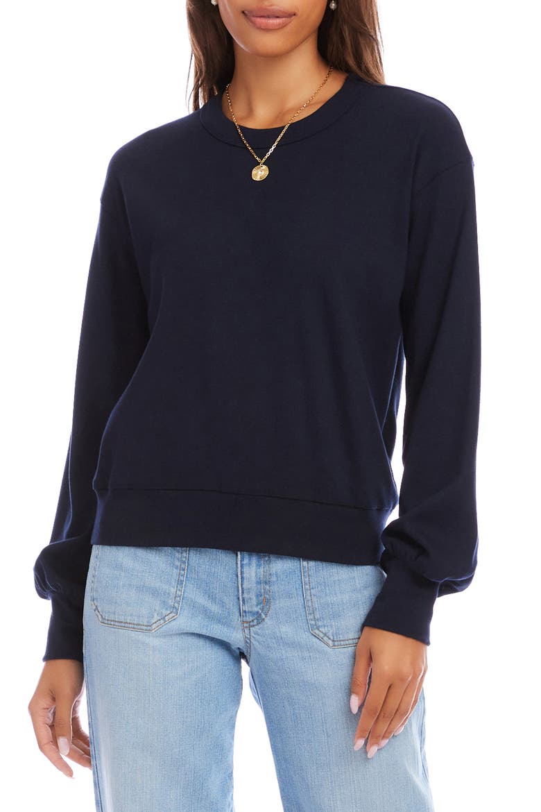 Rib Trim Sweatshirt, Main, color, NAVY