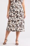 Renee C Floral Satin Midi Skirt