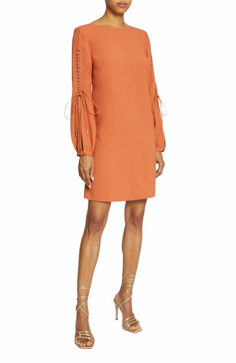 Aries Long Sleeve Shift Dress with Grommet Detail