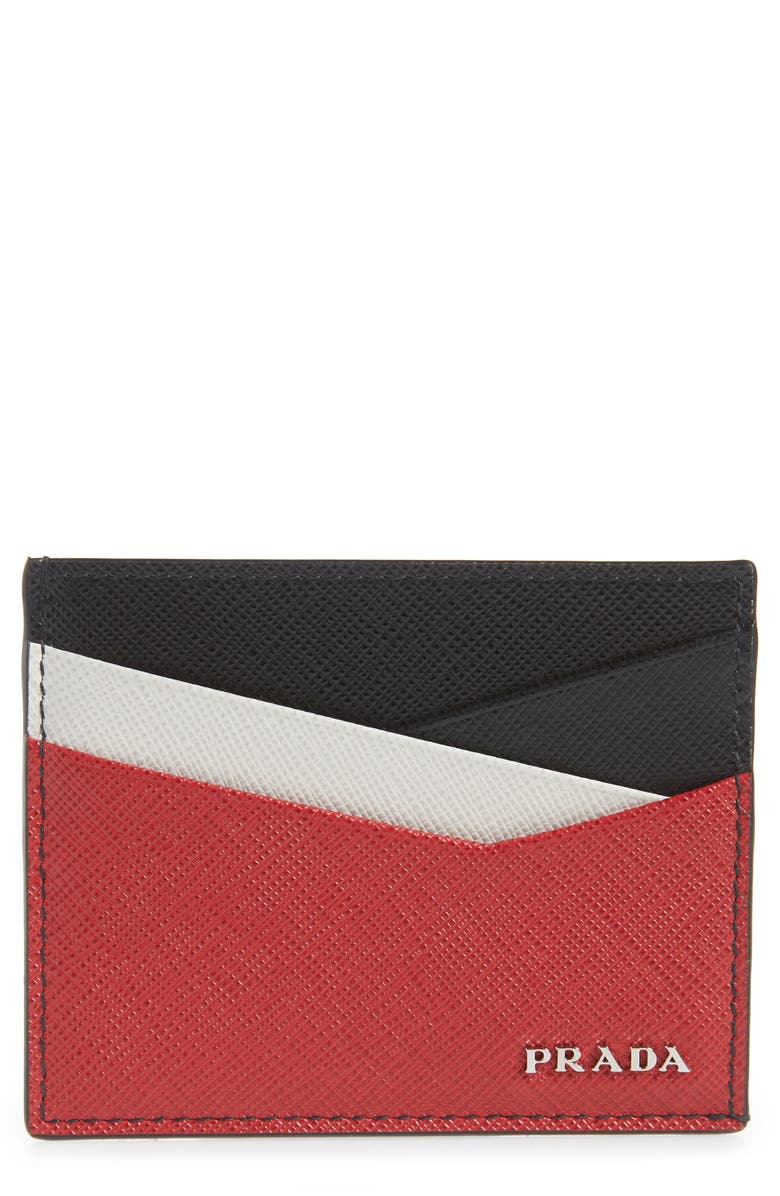 Prada Saffiano Cross Leather Card Case, Main, color, 