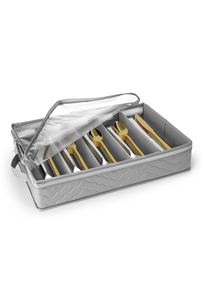 Fabric Flatware Storage Chest, Alternate, color, GRAY