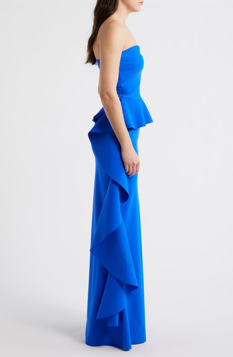 Chiara Boni La Petite Robe Eliska Ruffle Strapless Gown, Alternate, color, Blue Klein