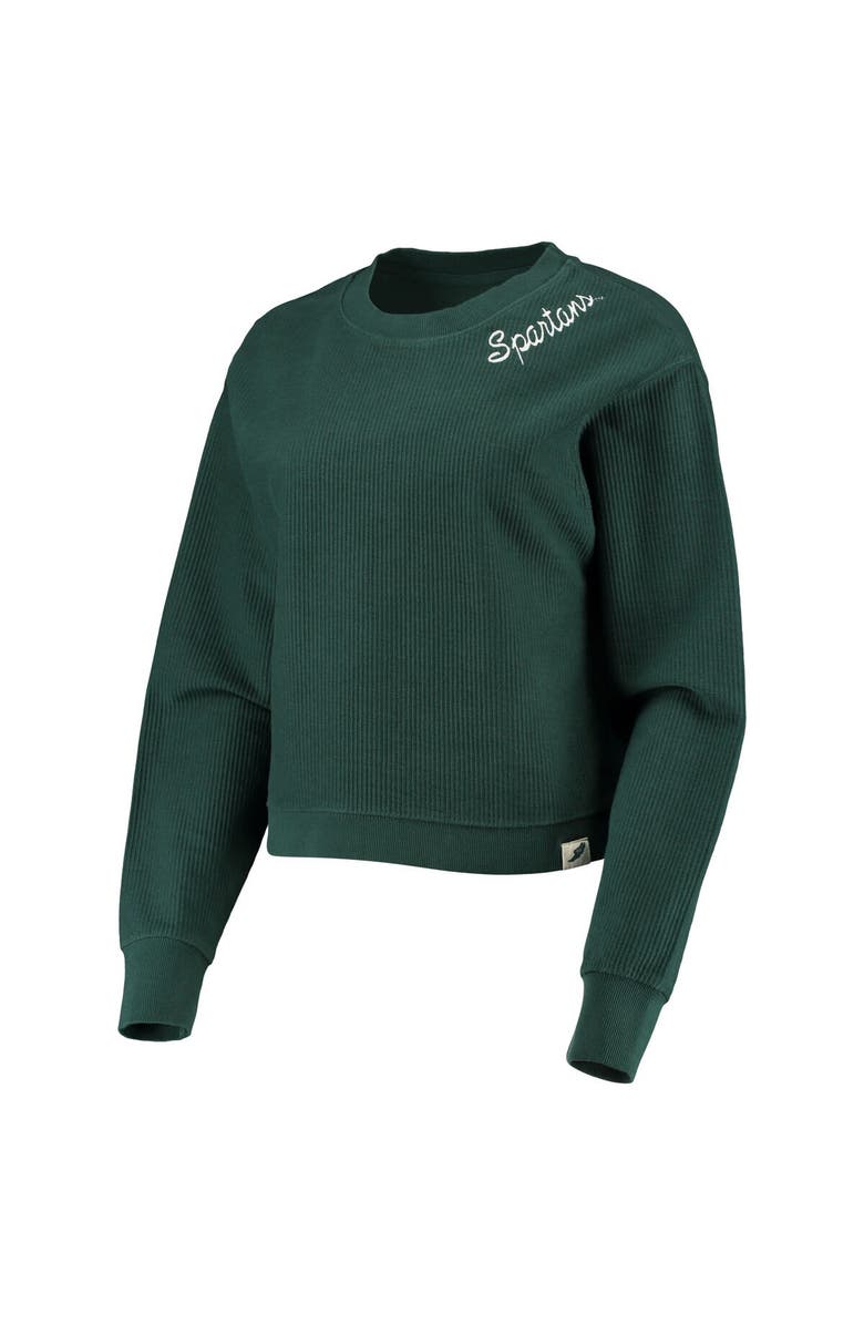 LEAGUE COLLEGIATE WEAR Women's League Collegiate Wear Green Michigan State Spartans Corded Timber Cropped Pullover Sweatshirt, Alternate, color, 