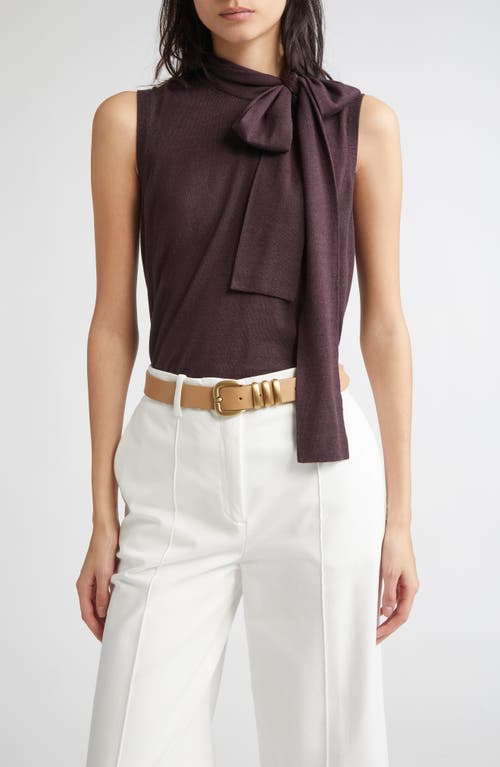 Eleventy Tie Neck Sleeveless Sweater In Burgundy