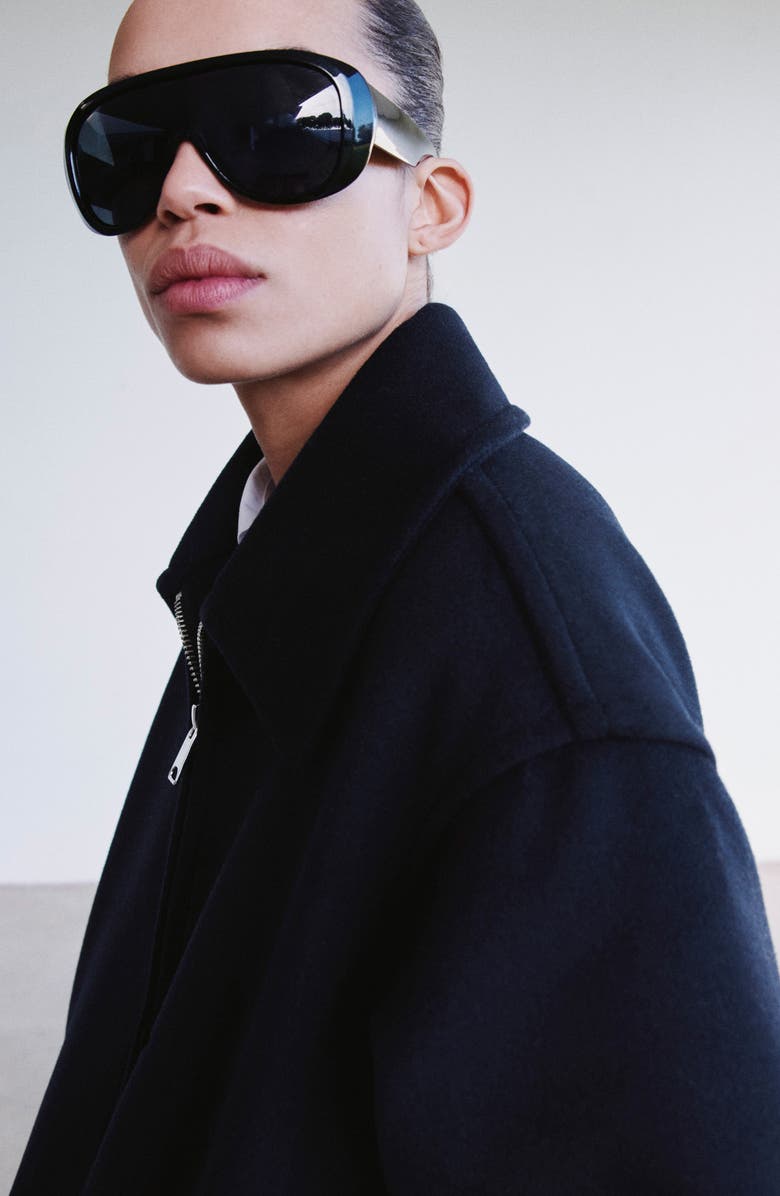 MANGO Wool Blend Jacket, Alternate, color, Navy