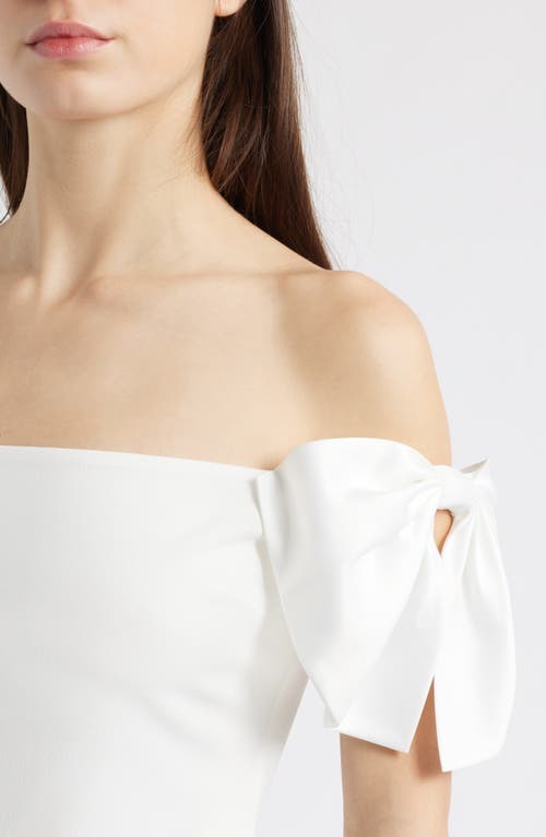 City Studio Off The Shoulder Bow Sleeve Minidress In Ivory