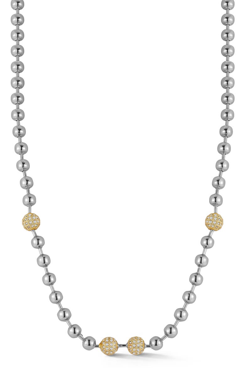 Pavè Ball Chain Necklace, Main, color, SILVER