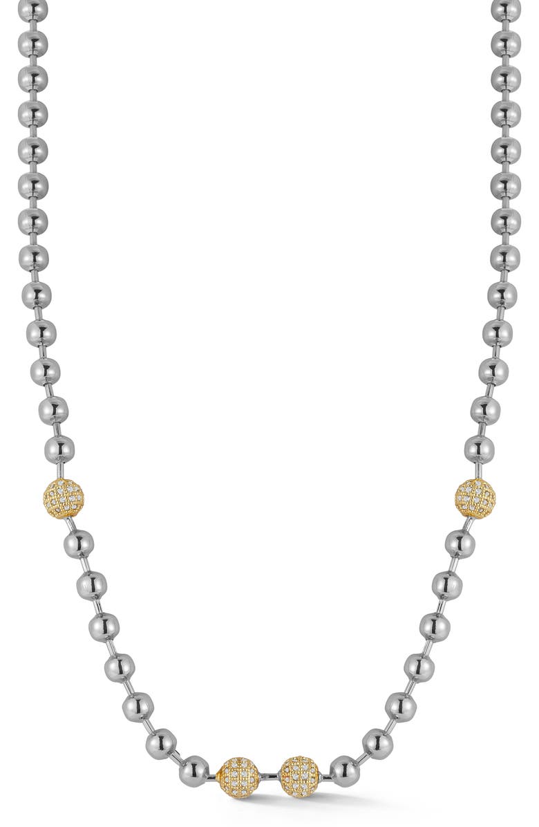 GLAZE JEWELRY Pavè Ball Chain Necklace, Main, color, Silver