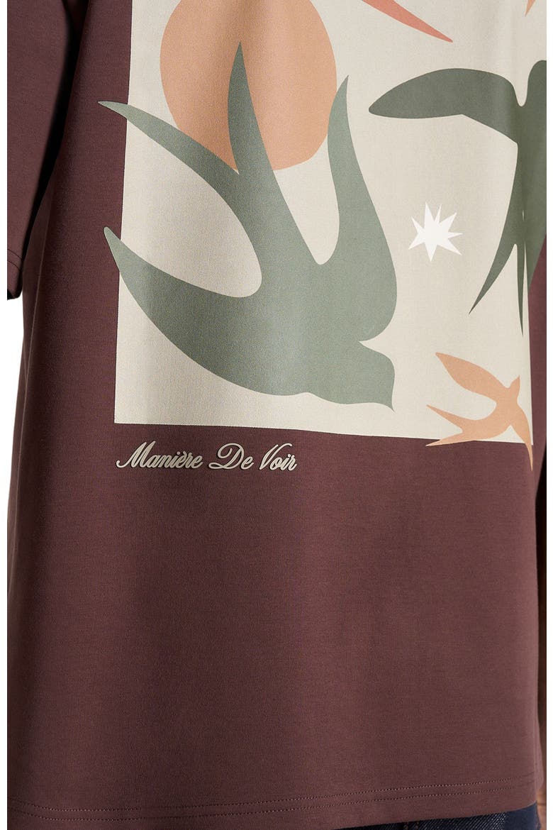 Thibault Bird Detail Cotton T-Shirt, Alternate, color, Brown