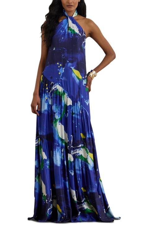 Mock Neck Tiered Gown