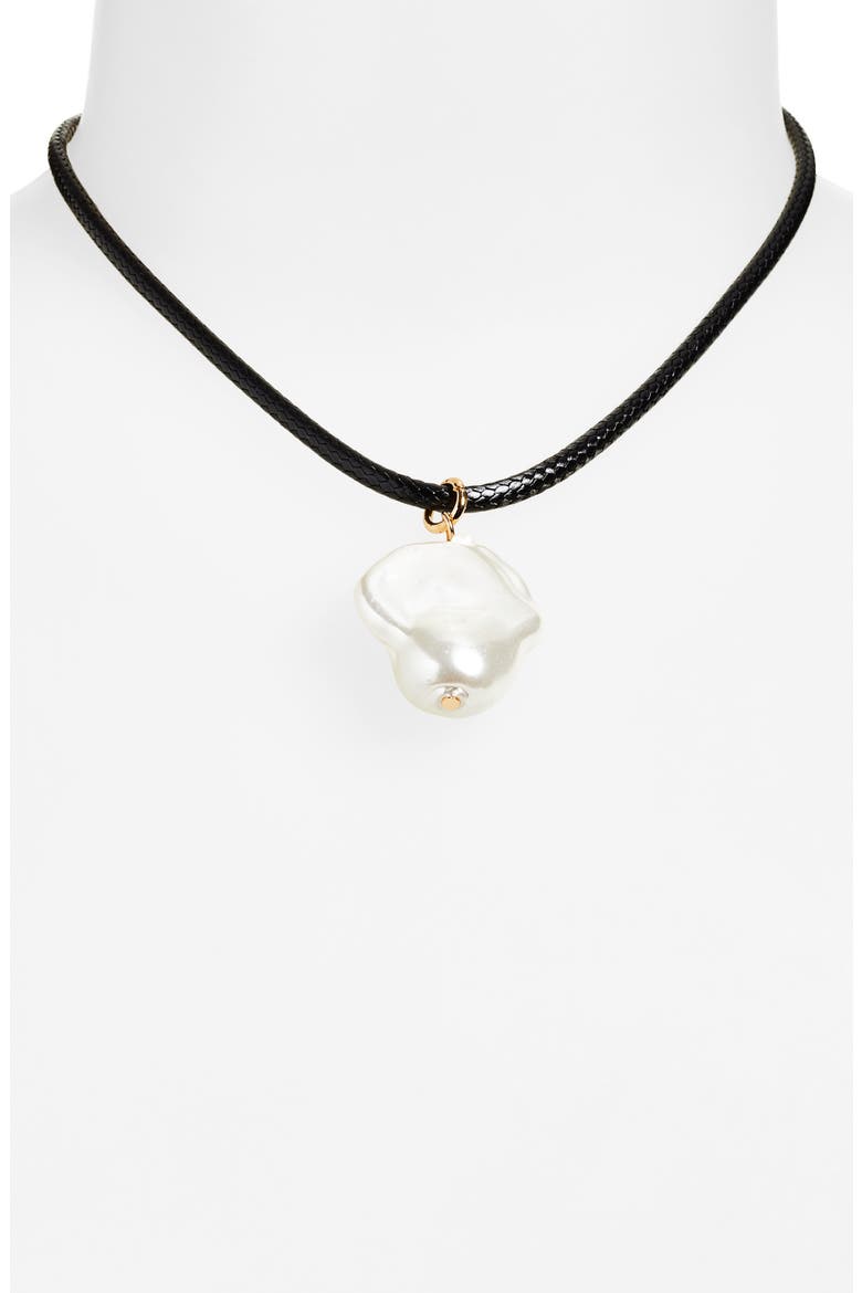 Cultured Pearl Pendant Necklace, Alternate, color, WHITE- BLACK- GOLD