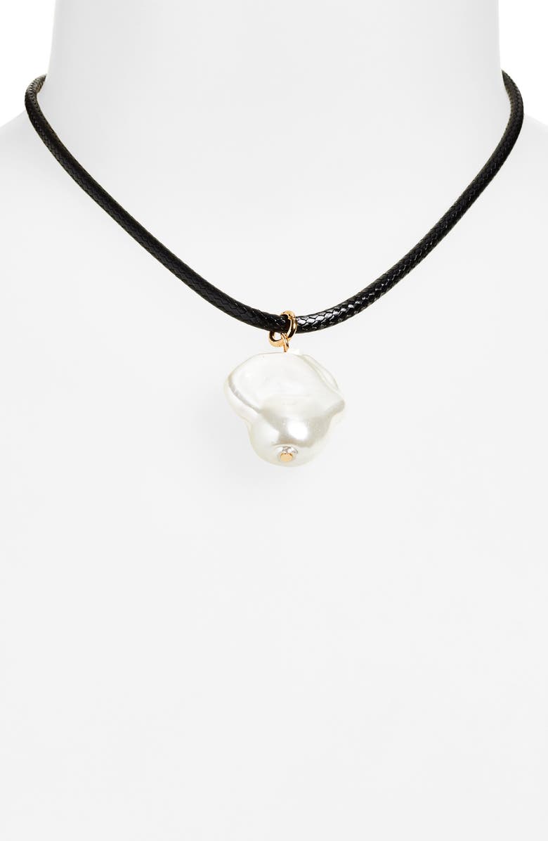 Open Edit Cultured Pearl Pendant Necklace, Alternate, color, White- Black- Gold