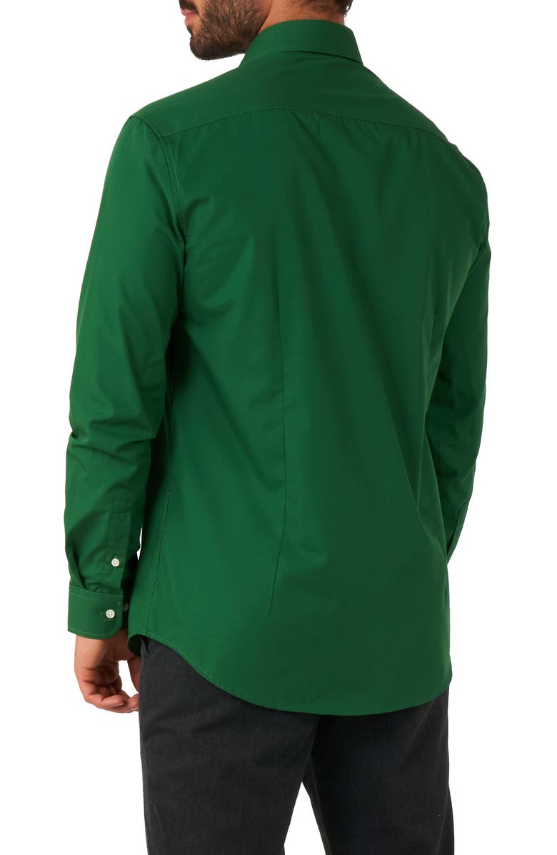 OppoSuits Glorious Green Solid Button-Up Shirt, Alternate, color, Green