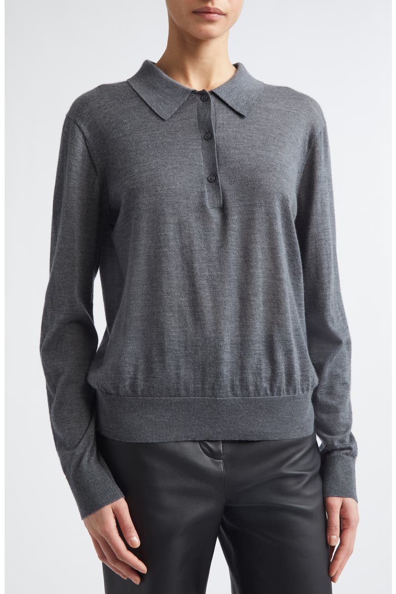 Miles Long Sleeve Cashmere Polo Sweater, Alternate, color, ANTHRACITE MELANGE